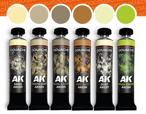 AK Interactive G26 Gouaches Nature Weathering Effects Set
