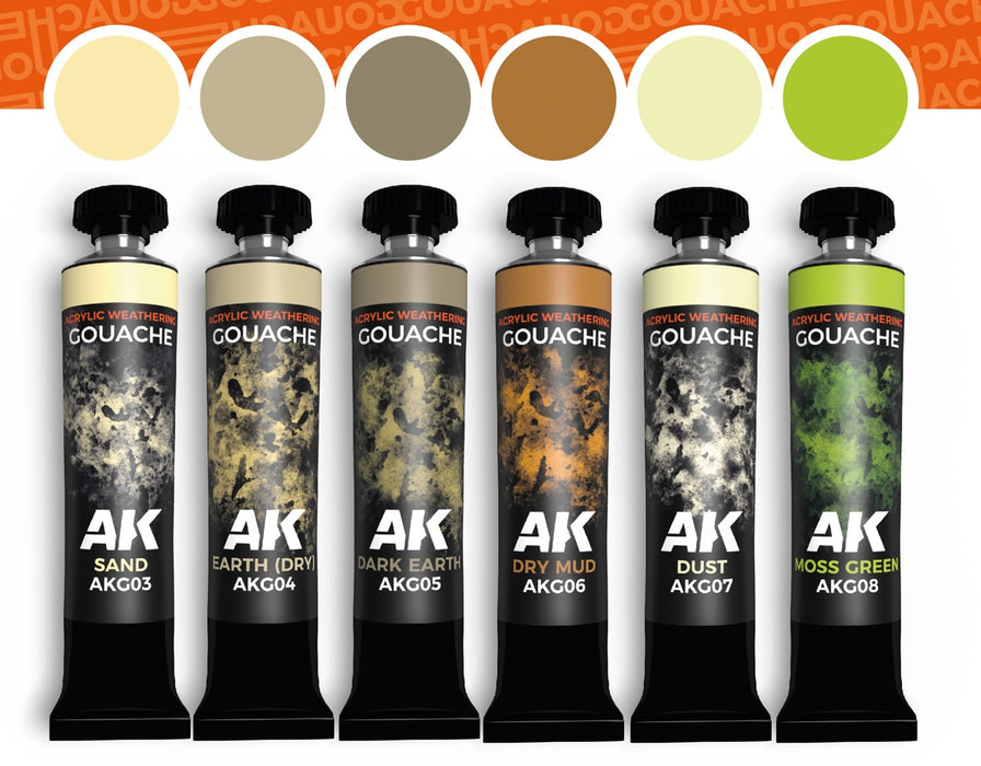 AK Interactive G26 Gouaches Nature Weathering Effects Set