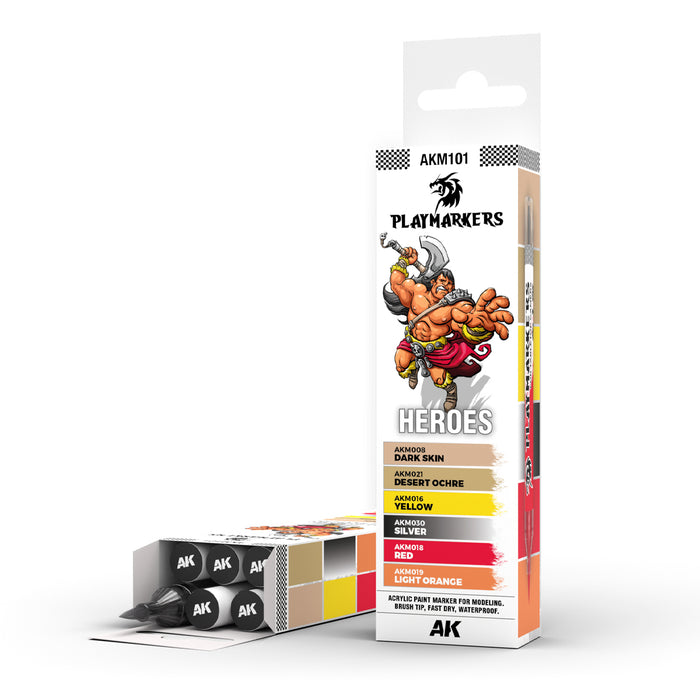 AK Interactive M101 Playmarkers Heroes Acrylic Gamers Paint Set (6 Colors)