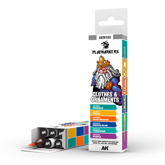 AK Interactive M103 Playmarkers Clothes & Ornaments Acrylic Gamers Paint Set (6 Colors)