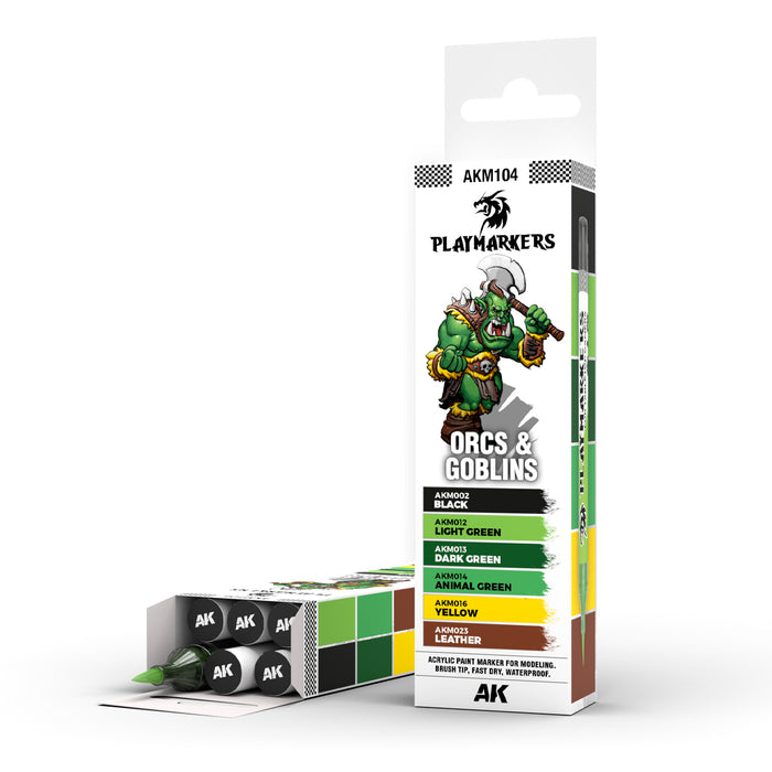 AK Interactive M104 Playmarkers Orcs & Goblins Acrylic Gamers Paint Set (6 Colors)