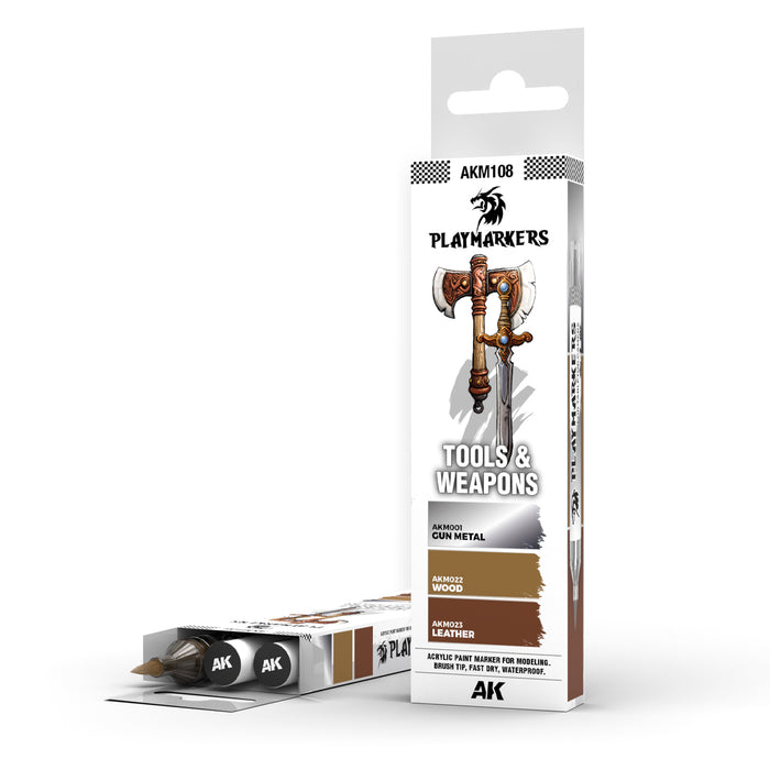 AK Interactive M108 Playmarkers Tools & Weapons Acrylic Gamers Paint Set (3 Colors)