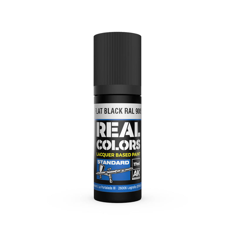 AK Interactive RC804 Real Colors Standard: Flat Black RAL9005 Lacquer Based Paint 17ml Bottle