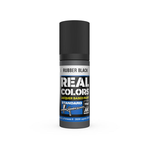 AK Interactive RC805 Real Colors Standard: Rubber Black Lacquer Based Paint 17ml Bottle