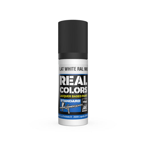 AK Interactive RC806 Real Colors Standard: Flat White RAL9003 Lacquer Based Paint 17ml Bottle