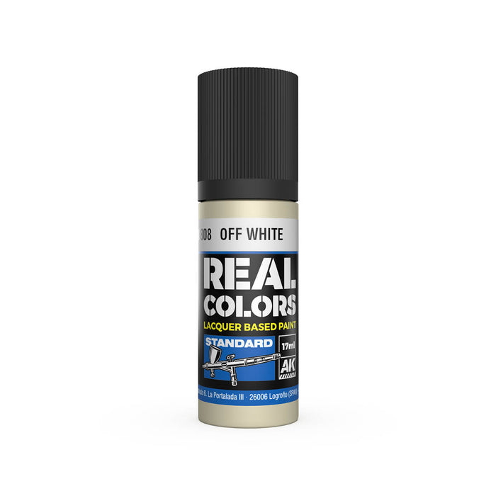 AK Interactive RC808 Real Colors Standard: Off White Lacquer Based Paint 17ml Bottle