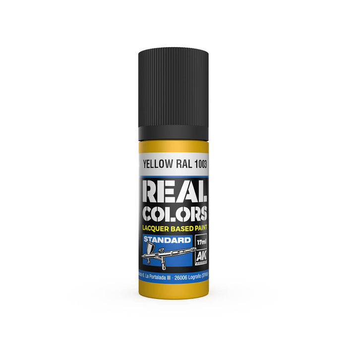 AK Interactive RC814 Real Colors Standard: Yellow Lacquer Based Paint 17ml Bottle