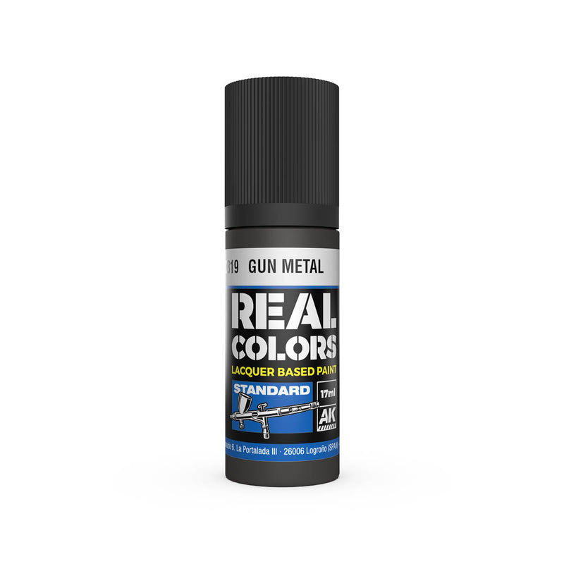 AK Interactive RC819 Real Colors Standard: Gun Metal Lacquer Based Paint 17ml Bottle