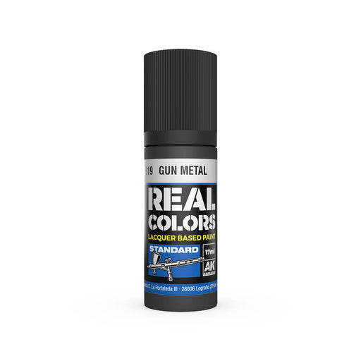 AK Interactive RC819 Real Colors Standard: Gun Metal Lacquer Based Paint 17ml Bottle