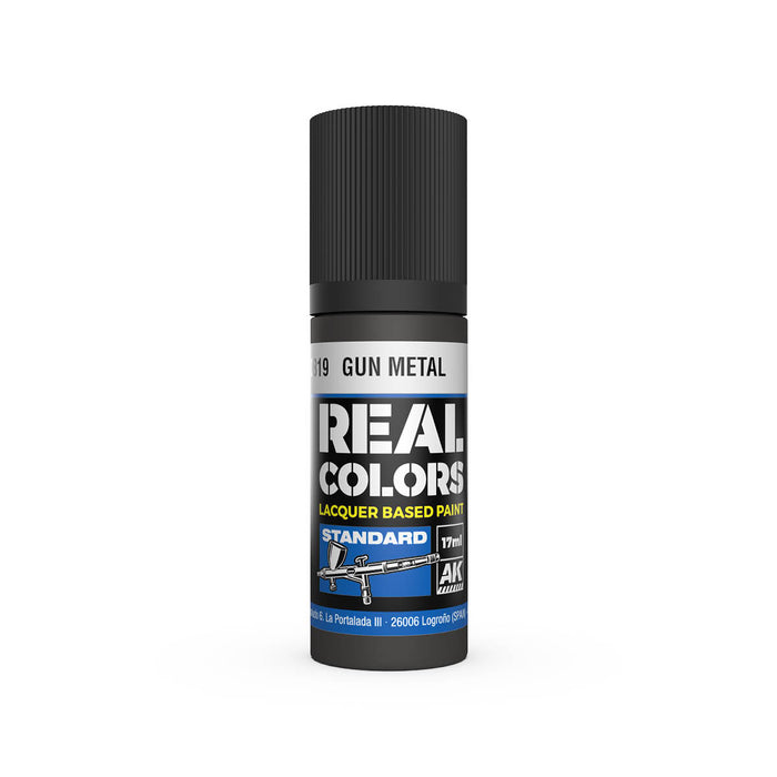 AK Interactive RC819 Real Colors Standard: Gun Metal Lacquer Based Paint 17ml Bottle