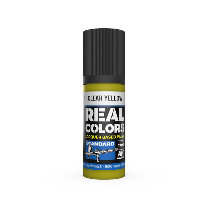 AK Interactive RC825 Real Colors Standard: Clear Yellow Lacquer Based Paint 17ml Bottle