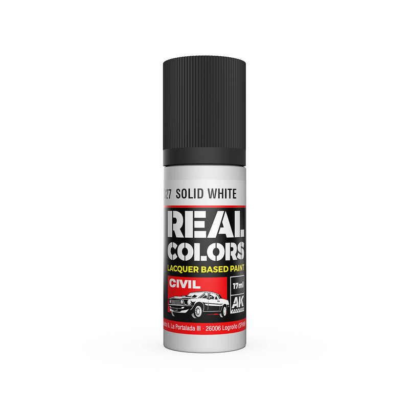 AK Interactive RC827 Real Colors Civil: Solid White Lacquer Based Paint 17ml Bottle