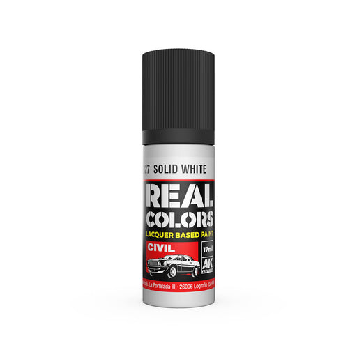 AK Interactive RC827 Real Colors Civil: Solid White Lacquer Based Paint 17ml Bottle