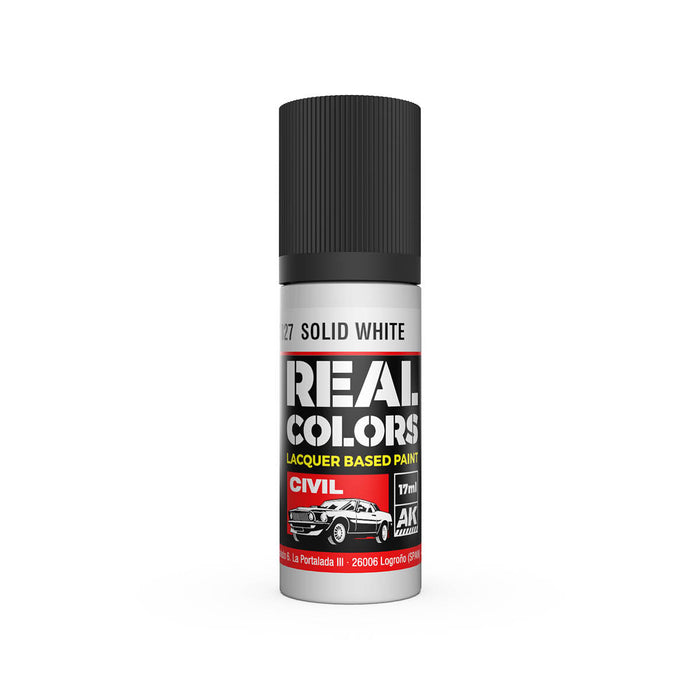 AK Interactive RC827 Real Colors Civil: Solid White Lacquer Based Paint 17ml Bottle