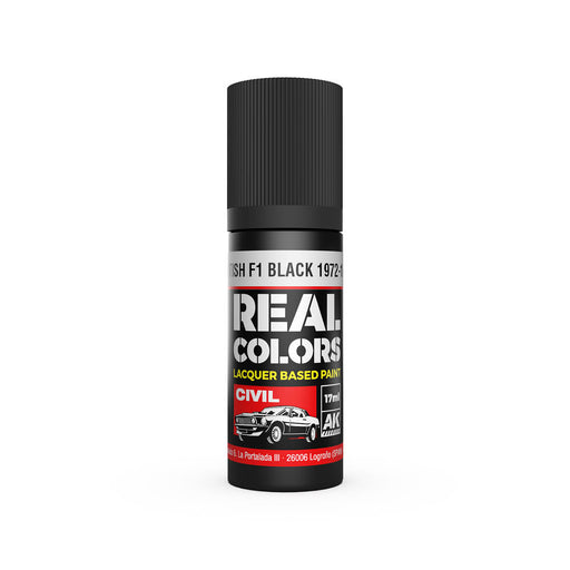 AK Interactive RC828 Real Colors Civil: F1 Black Lacquer Based Paint 17ml Bottle