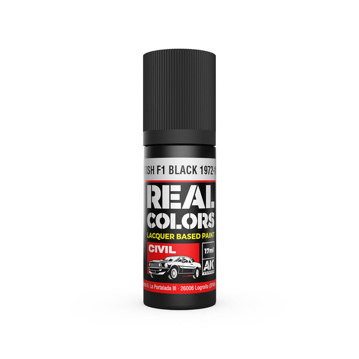 AK Interactive RC828 Real Colors Civil: F1 Black Lacquer Based Paint 17ml Bottle