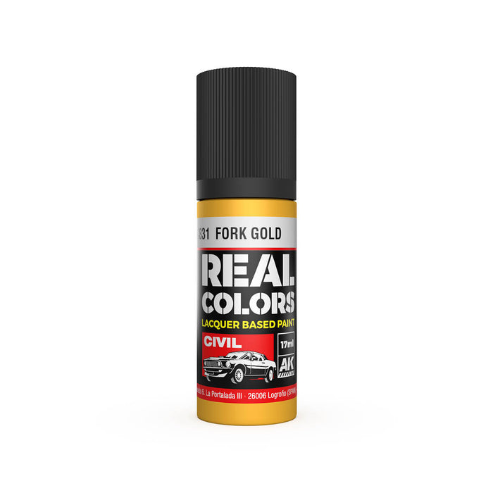 AK Interactive RC831 Real Colors Civil: Fork Gold Lacquer Based Paint 17ml Bottle