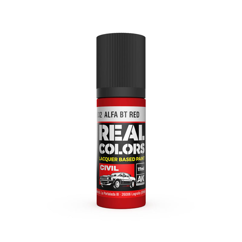 AK Interactive RC832 Real Colors Civil: BT Alfa Red Lacquer Based Paint 17ml Bottle