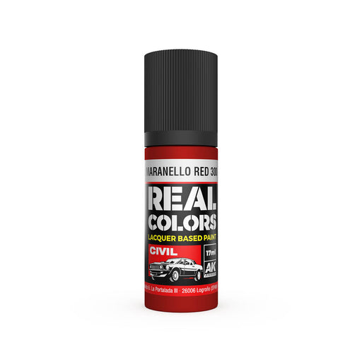 AK Interactive RC834 Real Colors Civil: Maranello Red 300 Lacquer Based Paint 17ml Bottle