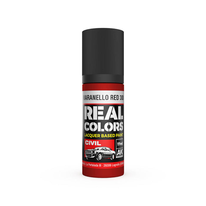 AK Interactive RC834 Real Colors Civil: Maranello Red 300 Lacquer Based Paint 17ml Bottle