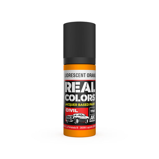 AK Interactive RC838 Real Colors Civil: Fluorescent Orange RAL3024 Lacquer Based Paint 17ml Bottle