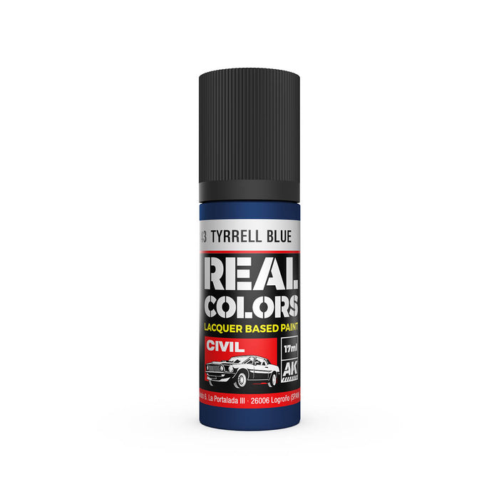AK Interactive RC843 Real Colors Civil: Tyrrell Blue Lacquer Based Paint 17ml Bottle