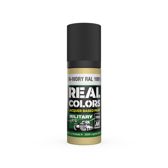 AK Interactive RC851 Real Colors Military: Ivory RAL1001 Interior Lacquer Based Paint 17ml Bottle