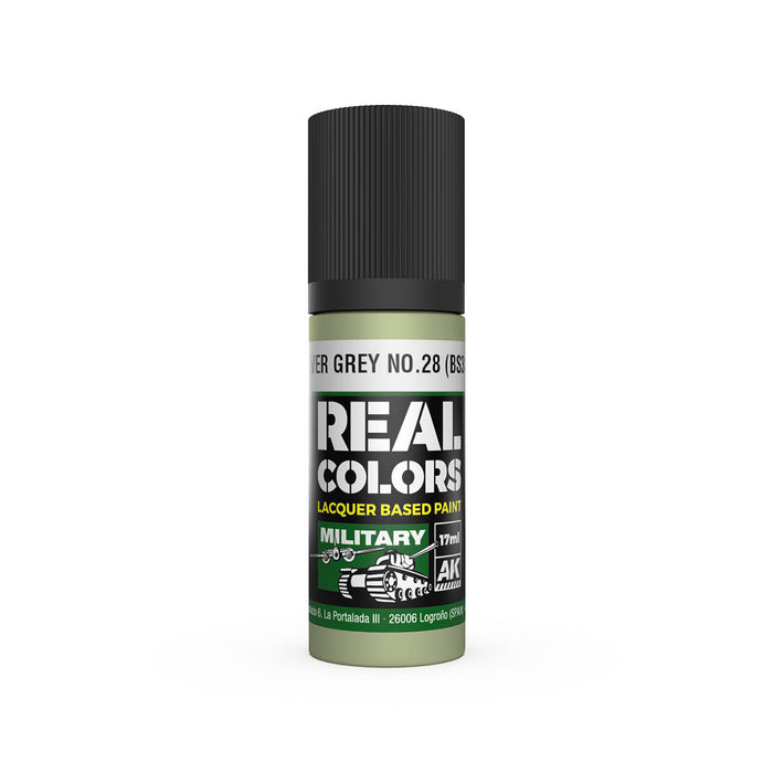 AK Interactive RC866 Real Colors Military: Silver Grey No.28 Lacquer Based Paint 17ml Bottle
