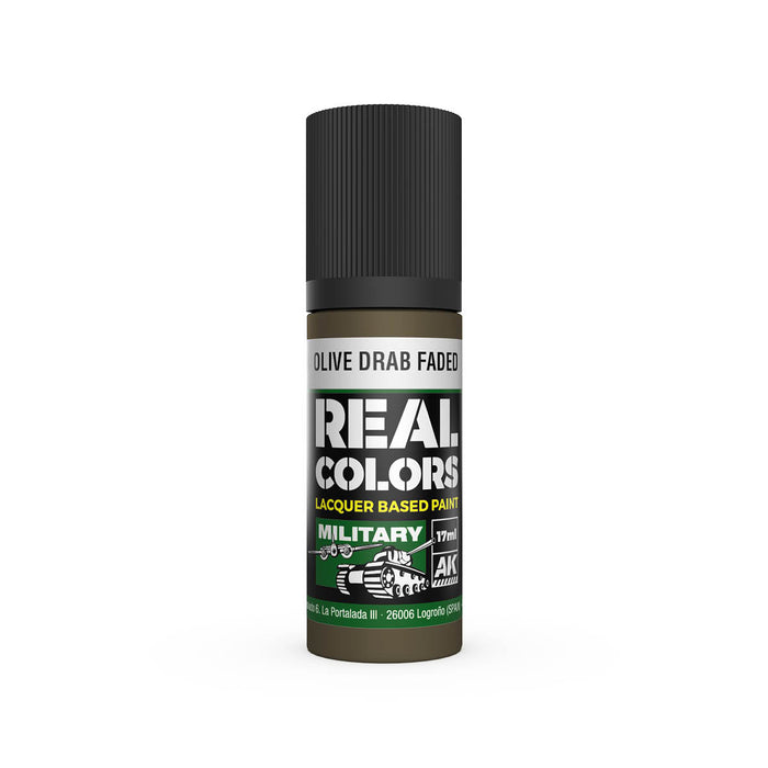 AK Interactive RC884 Real Colors Military: Olive Drab Faded Lacquer Based Paint 17ml Bottle