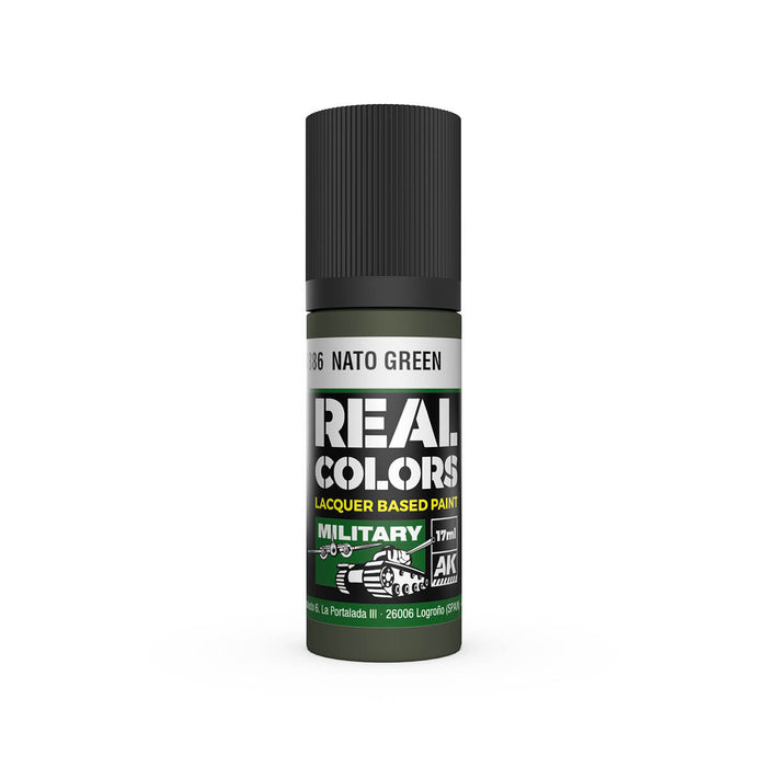 AK Interactive RC886 Real Colors Military: NATO Green Lacquer Based Paint 17ml Bottle