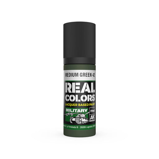 AK Interactive RC927 Real Colors Military: Medium Green 42 Lacquer Based Paint 17ml Bottle