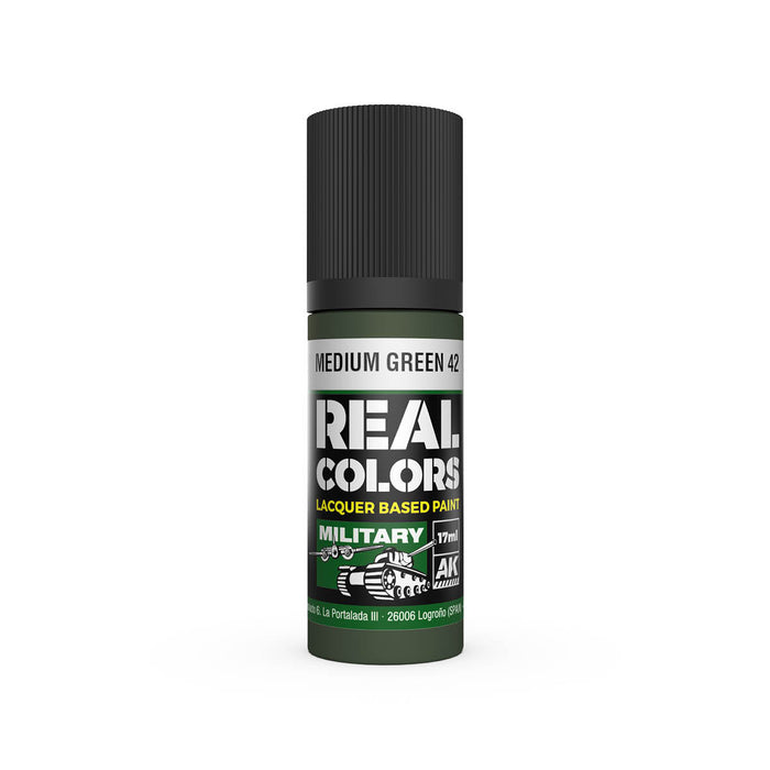 AK Interactive RC927 Real Colors Military: Medium Green 42 Lacquer Based Paint 17ml Bottle