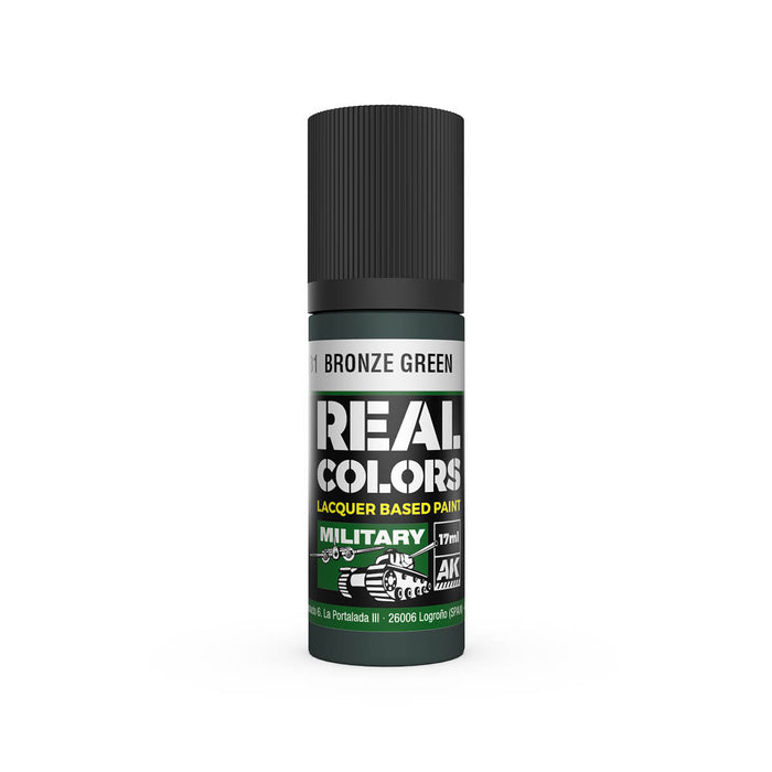 AK Interactive RC931 Real Colors Military: Bronze Green Lacquer Based Paint 17ml Bottle