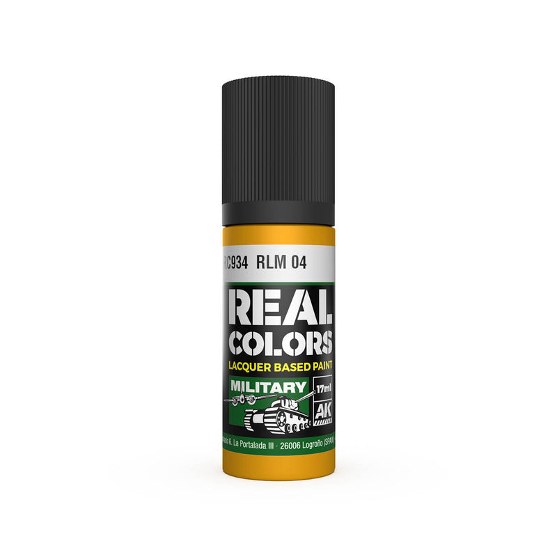 AK Interactive RC934 Real Colors Military: RLM04 Yellow Lacquer Based Paint 17ml Bottle