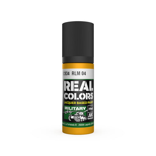 AK Interactive RC934 Real Colors Military: RLM04 Yellow Lacquer Based Paint 17ml Bottle
