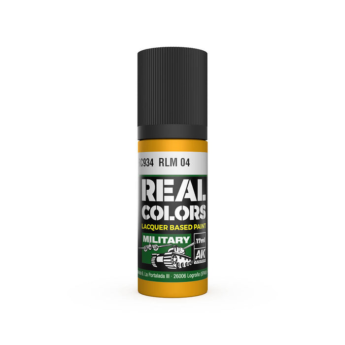 AK Interactive RC934 Real Colors Military: RLM04 Yellow Lacquer Based Paint 17ml Bottle