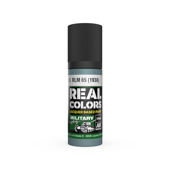 AK Interactive RC935 Real Colors Military: RLM65 1938 Blue Lacquer Based Paint 17ml Bottle