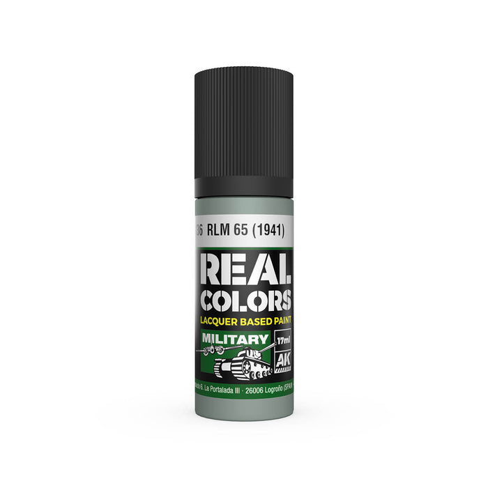 AK Interactive RC936 Real Colors Military: RLM65 1941 Light Blue Lacquer Based Paint 17ml Bottle
