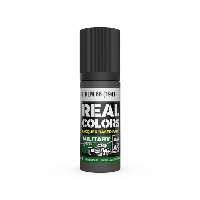 AK Interactive RC938 Real Colors Military: RLM66 1941 Dark Grey Lacquer Based Paint 17ml Bottle