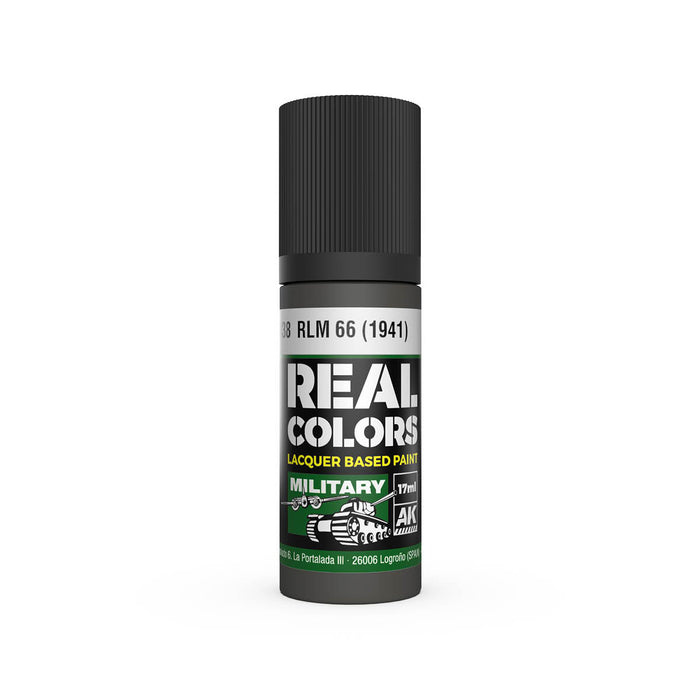 AK Interactive RC938 Real Colors Military: RLM66 1941 Dark Grey Lacquer Based Paint 17ml Bottle