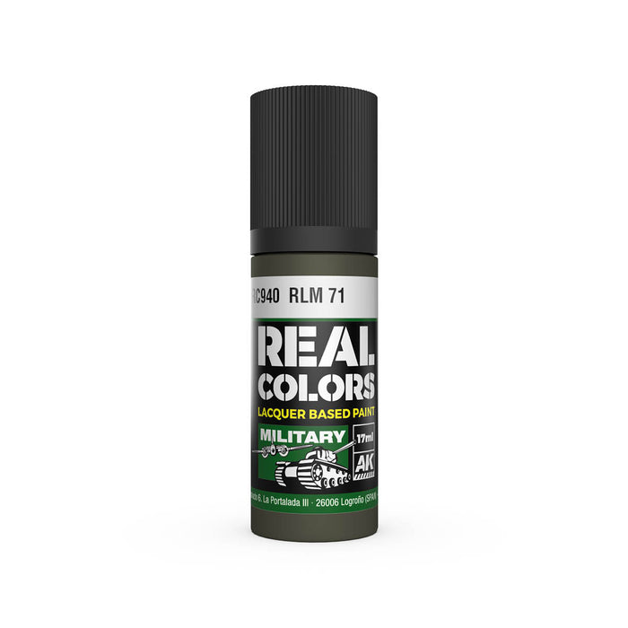 AK Interactive RC940 Real Colors Military: RLM71 Dark Green Lacquer Based Paint 17ml Bottle