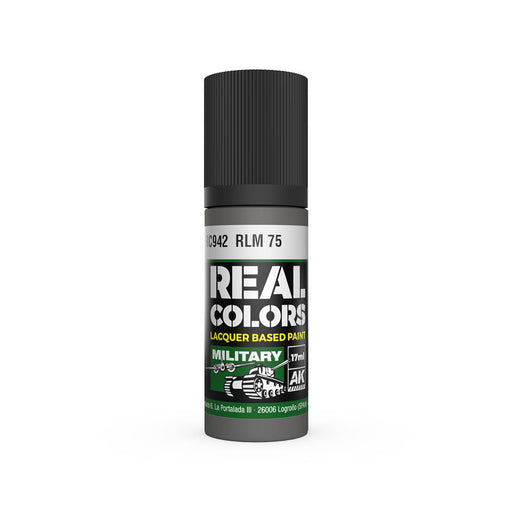 AK Interactive RC942 Real Colors Military: RLM75 Grey Violet Lacquer Based Paint 17ml Bottle