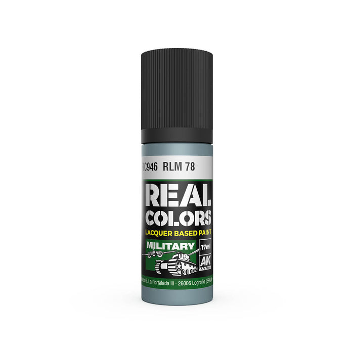 AK Interactive RC946 Real Colors Military: RLM78 Blue Lacquer Based Paint 17ml Bottle