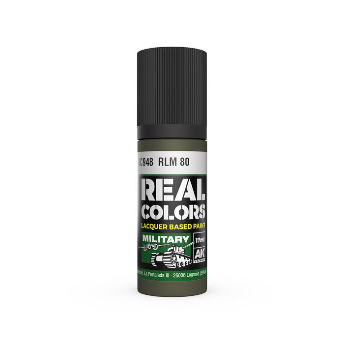 AK Interactive RC948 Real Colors Military: RLM80 Olive Green Lacquer Based Paint 17ml Bottle
