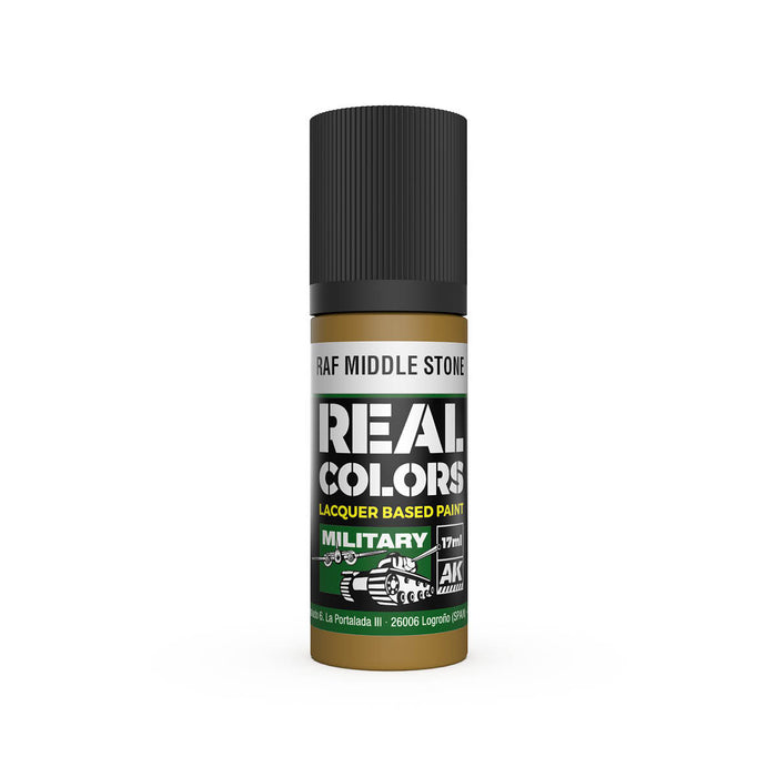 AK Interactive RC966 Real Colors Military: RAF Middle Stone Lacquer Based Paint 17ml Bottle