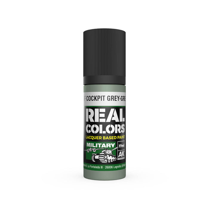 AK Interactive RC967 Real Colors Military: RAF Cockpit Grey Green Lacquer Based Paint 17ml Bottle