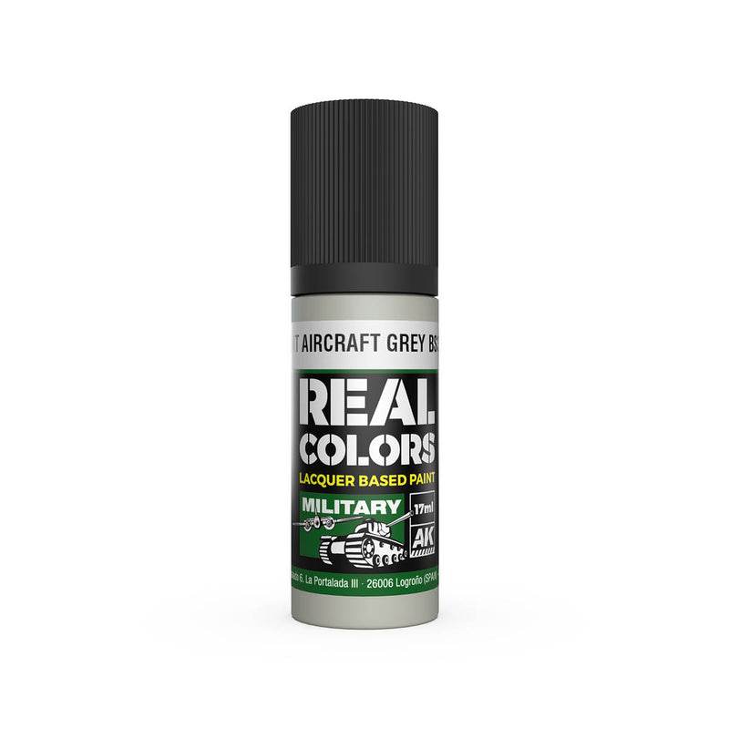 AK Interactive RC972 Real Colors Military: RAF Light Aircraft Grey Lacquer Based Paint 17ml Bottle