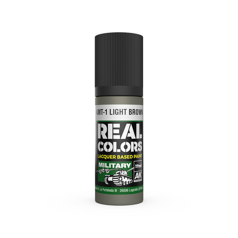 AK Interactive RC974 Real Colors Military: AMT1 Light Brown Lacquer Based Paint 17ml Bottle