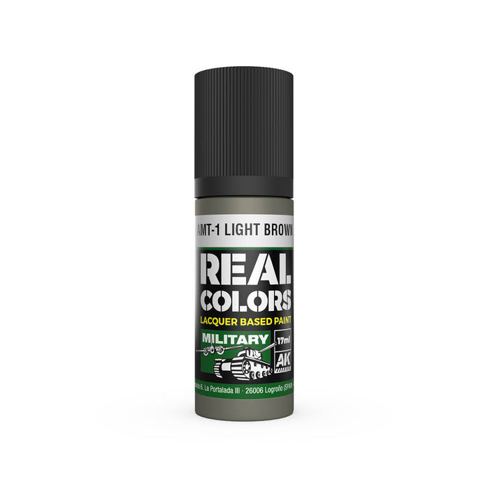 AK Interactive RC974 Real Colors Military: AMT1 Light Brown Lacquer Based Paint 17ml Bottle