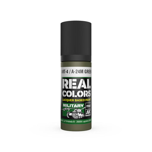 AK Interactive RC975 Real Colors Military: AMT4/A24M Green Lacquer Based Paint 17ml Bottle